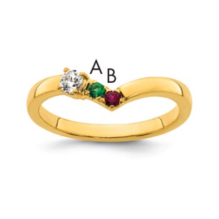14k 2 Genuine Birthstone with Diamond Mother's Ring