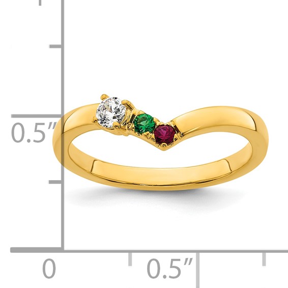 14k 2 Genuine Birthstone with Diamond Mother's Ring