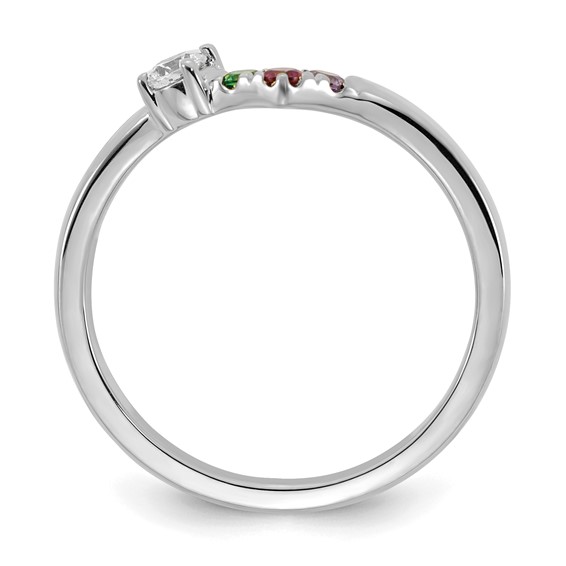 14k WG 3 Birthstone with Diamond with Mother's Ring Mounting