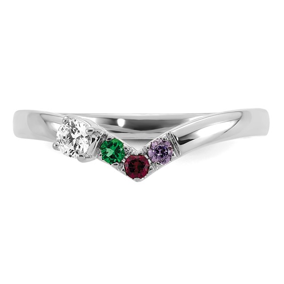14k WG 3 Birthstone with Diamond with Mother's Ring Mounting