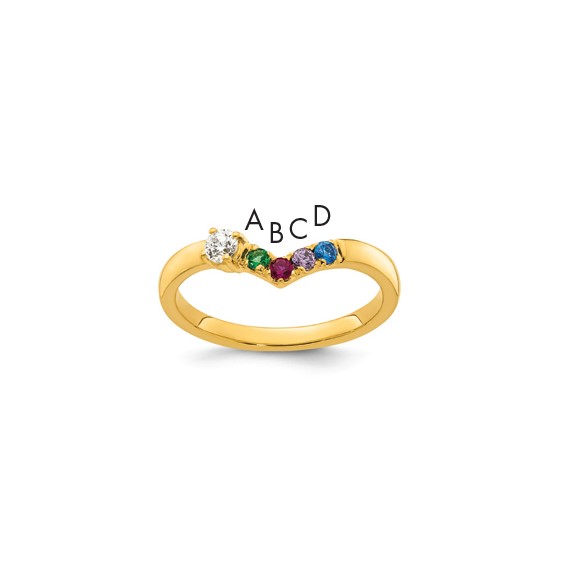 14k White Gold 3 Genuine Birthstone with Diamond Mother's Ring