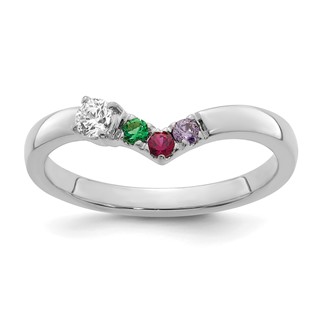 14k WG 3 Birthstone with Diamond with Mother's Ring Mounting