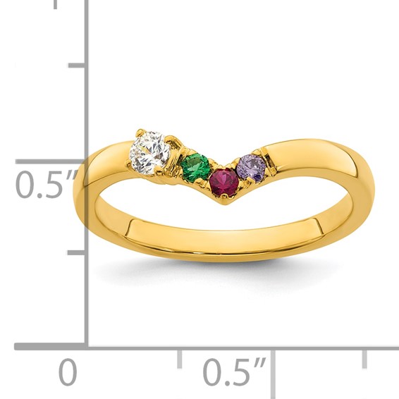 14k 3 Birthstone with Diamond  Mother's Ring Mounting