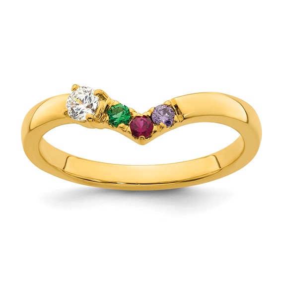 14k 3 Birthstone with Diamond  Mother's Ring Mounting