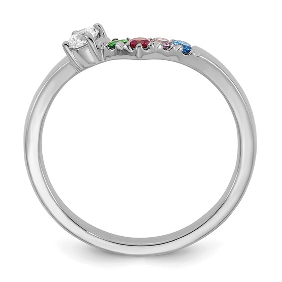 14k White Gold 4 Synthetic Birthstone with Diamond Mother's Ring