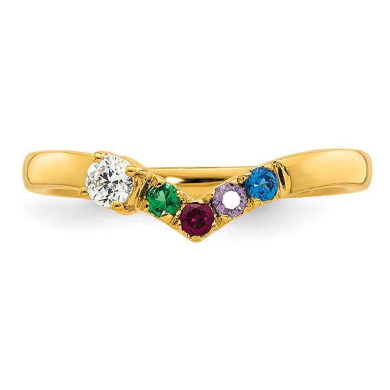 14k 4 Synthetic Birthstone with Diamond Mother's Ring
