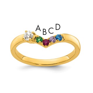 14k 4 Genuine Birthstone with Diamond Mother's Ring