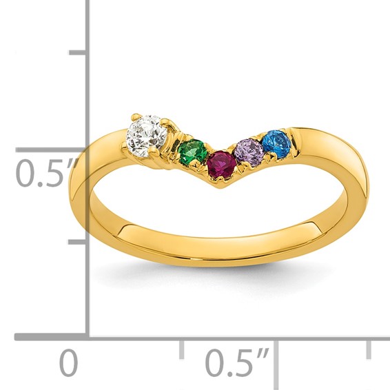 14k 4 Synthetic Birthstone with Diamond Mother's Ring