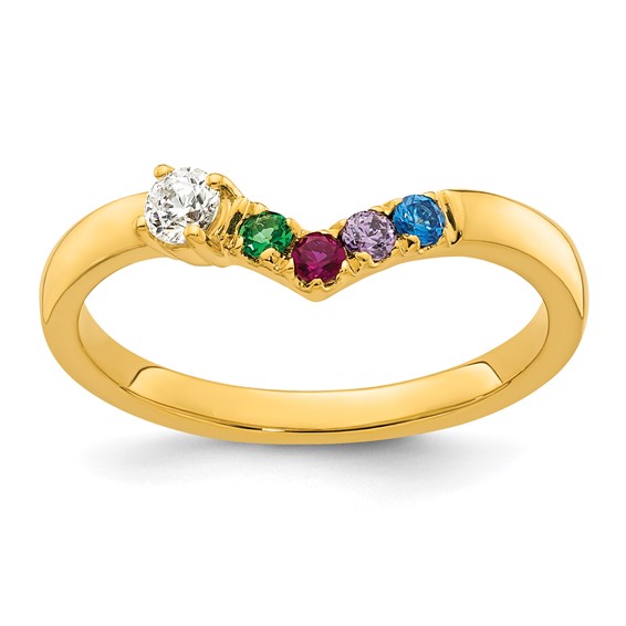 14k 4 Synthetic Birthstone with Diamond Mother's Ring