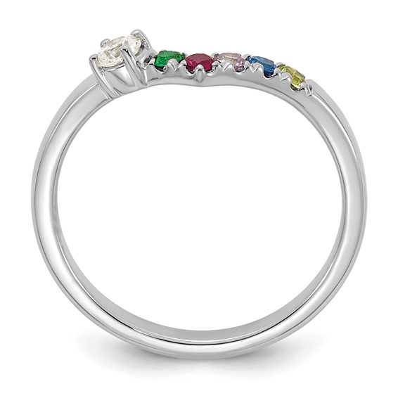 14k White Gold 5 Genuine Birthstone with Diamond Mother's Ring