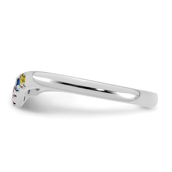 14k White Gold 5 Genuine Birthstone with Diamond Mother's Ring