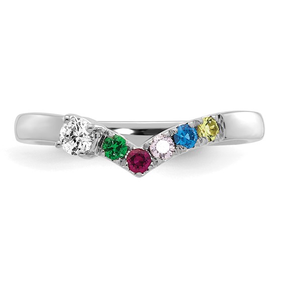 14k White Gold 5 Genuine Birthstone with Diamond Mother's Ring