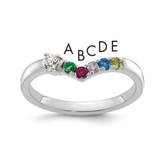 14k WG 5 Birthstone with Diamond with Mother's Ring Mounting