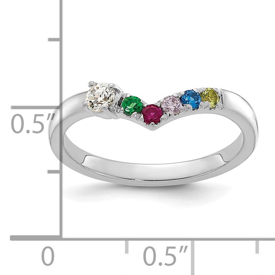 14k White Gold 5 Genuine Birthstone with Diamond Mother's Ring