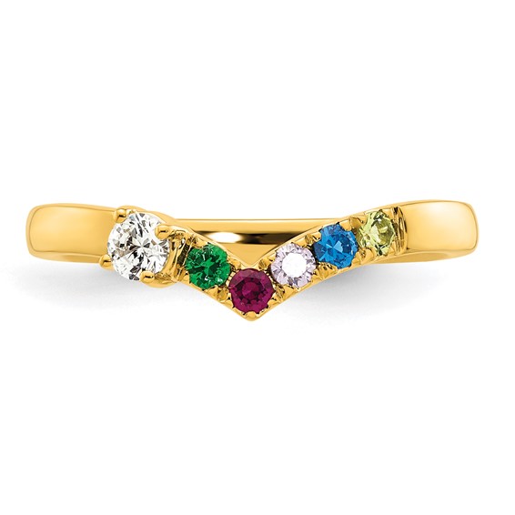 14k 5 Genuine Birthstone with Diamond Mother's Ring
