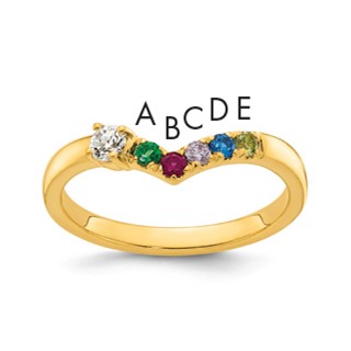 14k 5 Genuine Birthstone with Diamond Mother's Ring