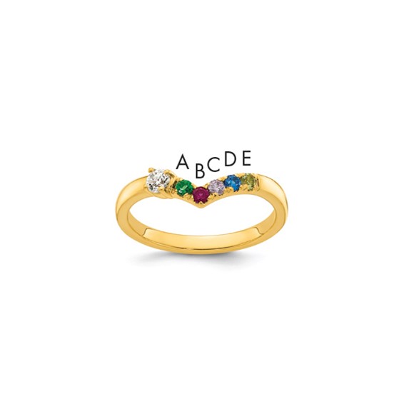 14k 5 Genuine Birthstone with Diamond Mother's Ring