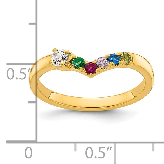 14k 5 Genuine Birthstone with Diamond Mother's Ring
