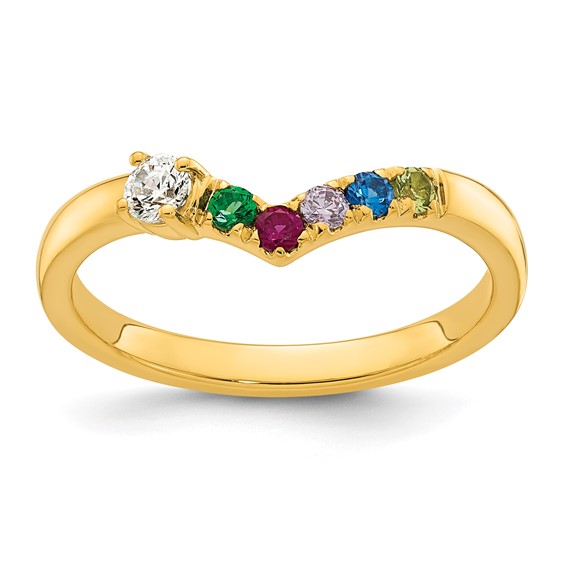 14k 5 Genuine Birthstone with Diamond Mother's Ring