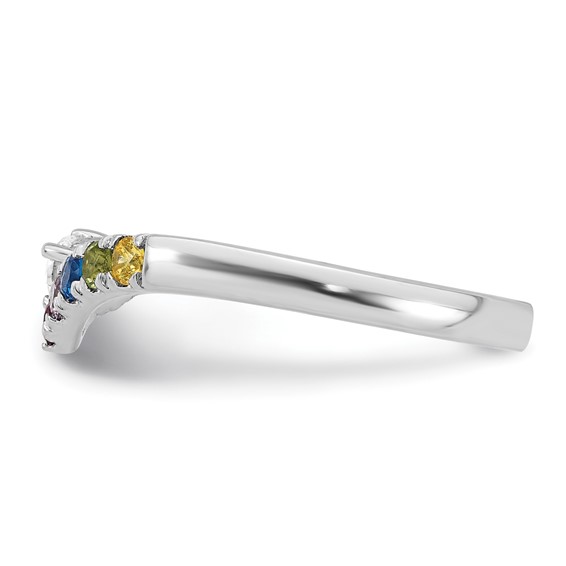 14k White Gold 6 Synthetic Birthstone with Diamond Mother's Ring