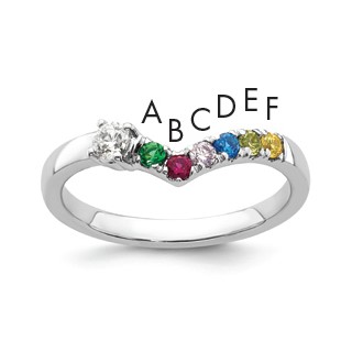 14k White Gold 6 Synthetic Birthstone with Diamond Mother's Ring