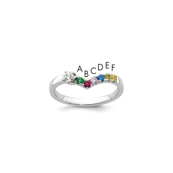 14k White Gold 6 Synthetic Birthstone with Diamond Mother's Ring