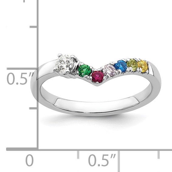 14k White Gold 6 Synthetic Birthstone with Diamond Mother's Ring