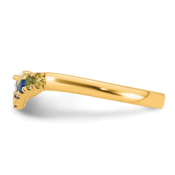 14k 6 Synthetic Birthstone with Diamond Mother's Ring