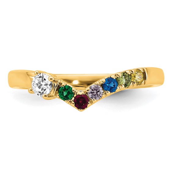 14k 6 Synthetic Birthstone with Diamond Mother's Ring