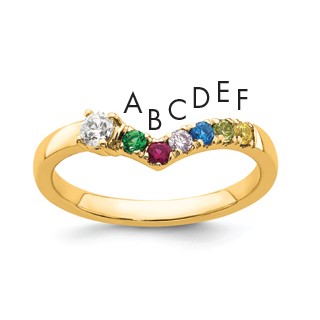 14k 6 Synthetic Birthstone with Diamond Mother's Ring