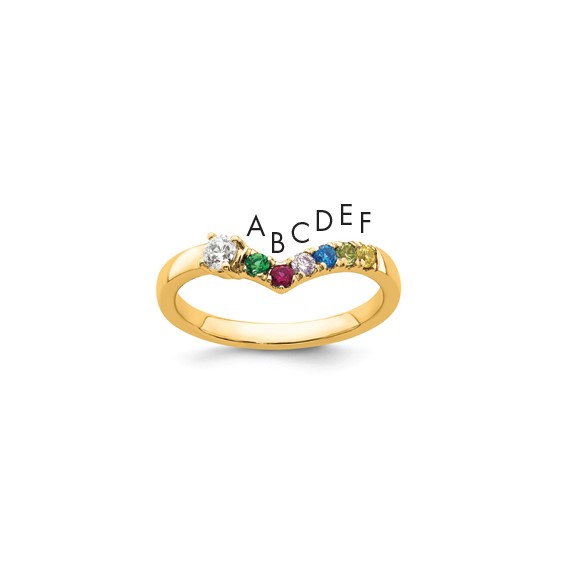14k 6 Synthetic Birthstone with Diamond Mother's Ring