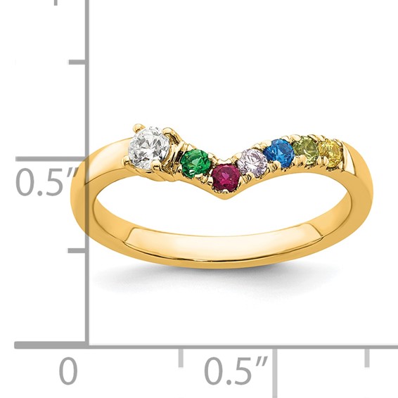 14k 6 Synthetic Birthstone with Diamond Mother's Ring