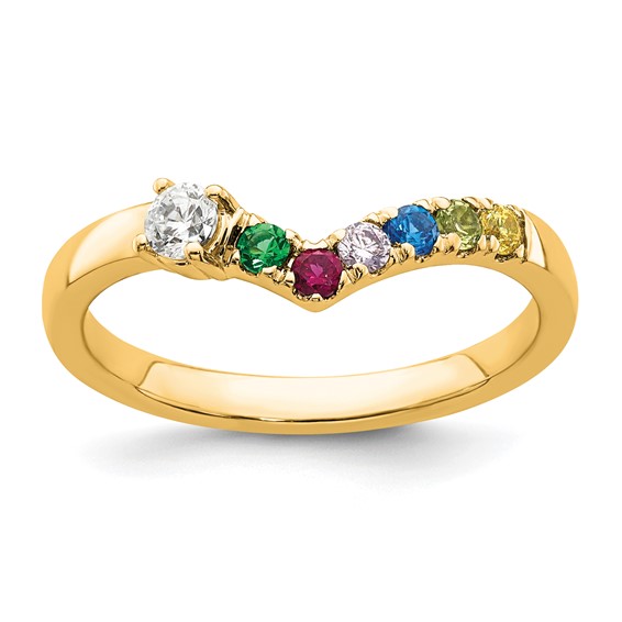 14k 6 Synthetic Birthstone with Diamond Mother's Ring