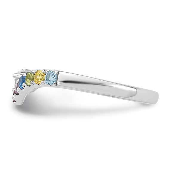 14k White Gold 7 Synthetic Birthstone with Diamond Mother's Ring