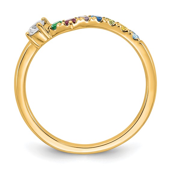 14k 7 Birthstone with Diamond  Mother's Ring Mounting
