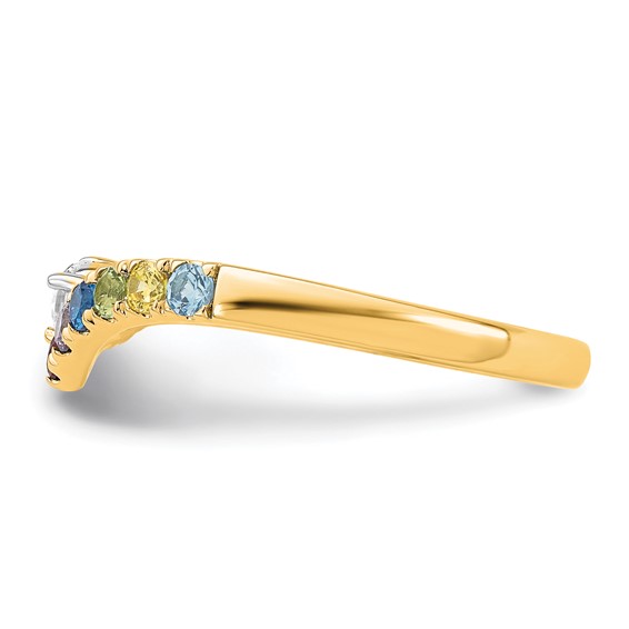 14k 7 Birthstone with Diamond  Mother's Ring Mounting