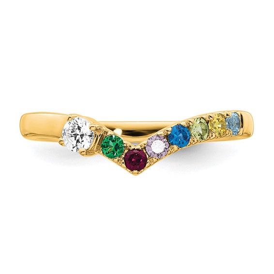 14k 7 Birthstone with Diamond  Mother's Ring Mounting