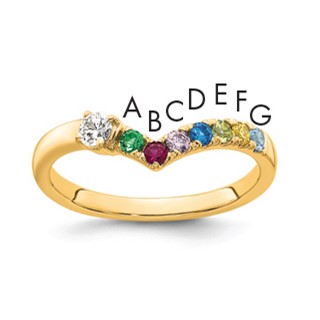 14k 7 Birthstone with Diamond  Mother's Ring Mounting