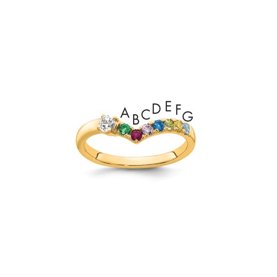 14k 7 Birthstone with Diamond  Mother's Ring Mounting