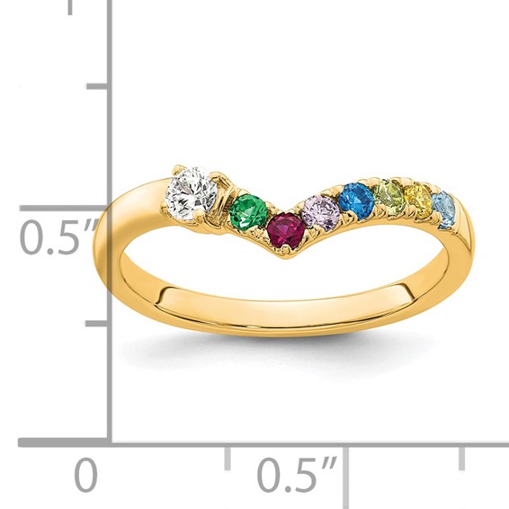14k 7 Birthstone with Diamond  Mother's Ring Mounting