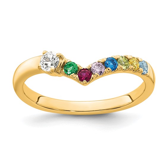 14k 7 Birthstone with Diamond  Mother's Ring Mounting