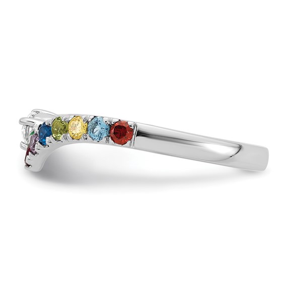 14k White Gold 8 Genuine Birthstone with Diamond Mother's Ring