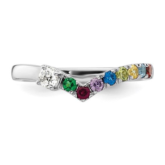 14k White Gold 8 Genuine Birthstone with Diamond Mother's Ring