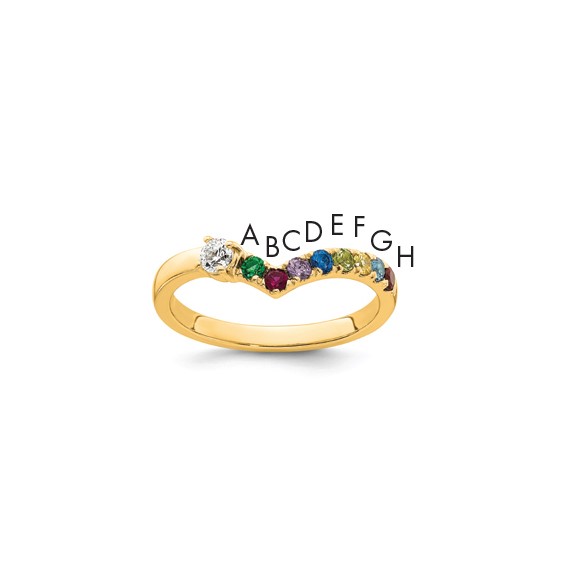 14k 8 Genuine Birthstone with Diamond Mother's Ring