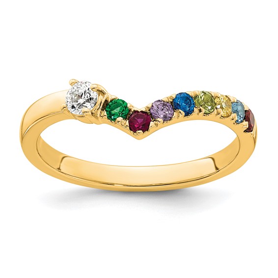 14k 8 Genuine Birthstone with Diamond Mother's Ring