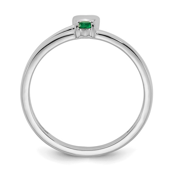 14k White Gold Heart with 1 Birthstone Mother's  Ring Mounting