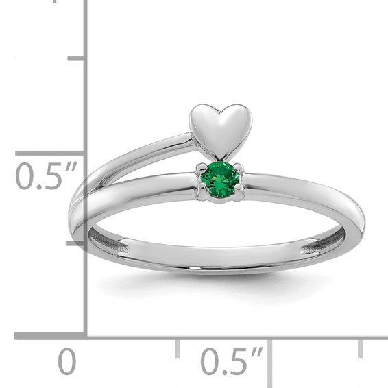14k White Gold Heart with 1 Birthstone Mother's  Ring Mounting