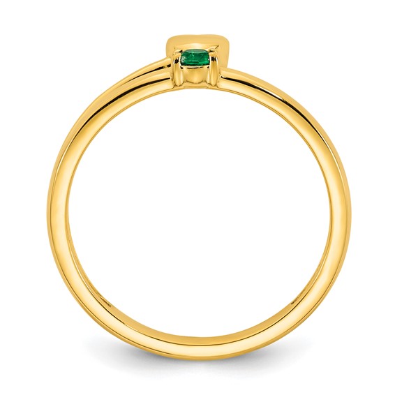 14k Heart with 1 Synthetic Birthstone Mother's Ring