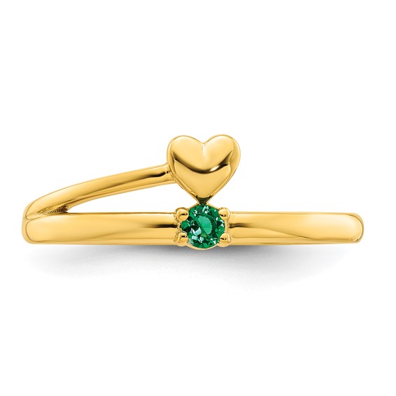 14k Heart with 1 Synthetic Birthstone Mother's Ring
