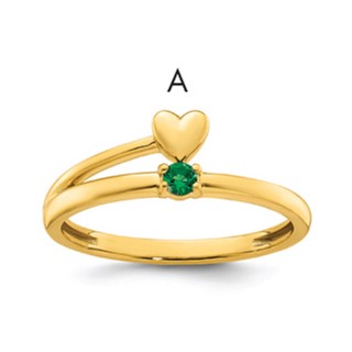 14k Heart with 1 Synthetic Birthstone Mother's Ring
